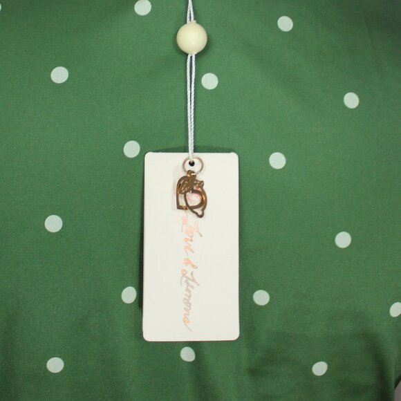 NWT For Love and Lemons Satin Tie Polka Dot Top green size Large - Picture 5 of 9